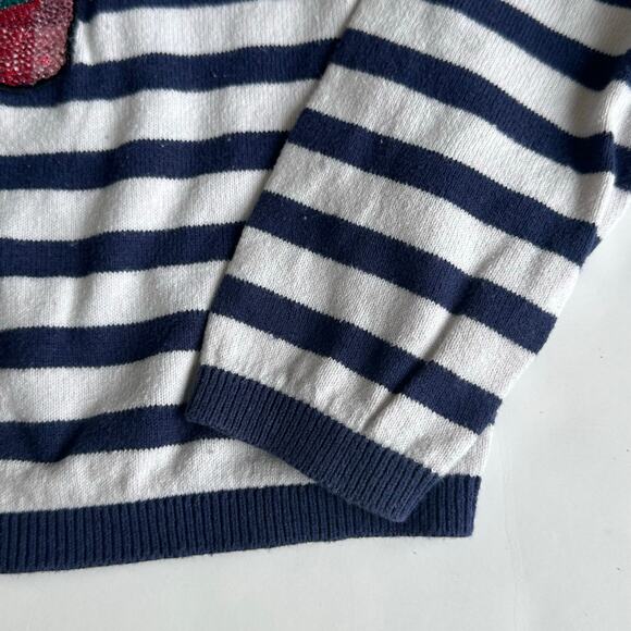 H&M Blue Striped Sequin Detail Popcorn Sweater - Size 8-10 - Picture 3 of 4